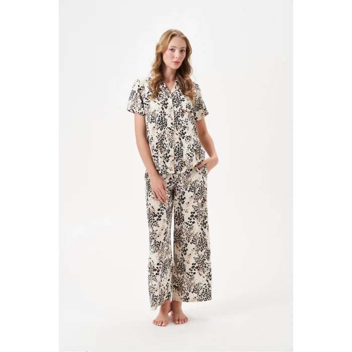 PJS 29049 Kadın Düğmeli Pijama Takım
