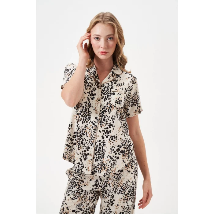 PJS 29049 Kadın Düğmeli Pijama Takım