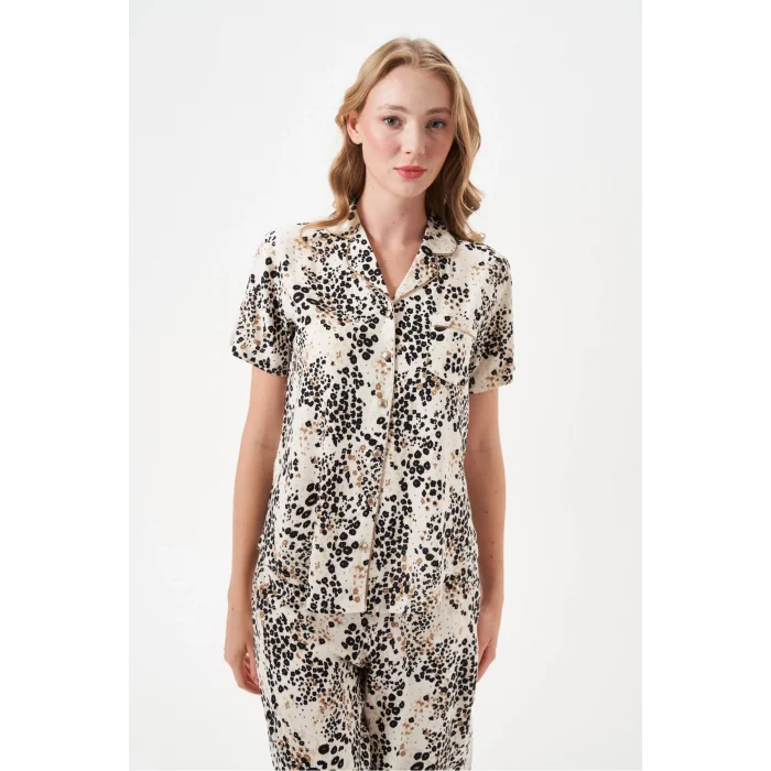 PJS 29049 Kadın Düğmeli Pijama Takım