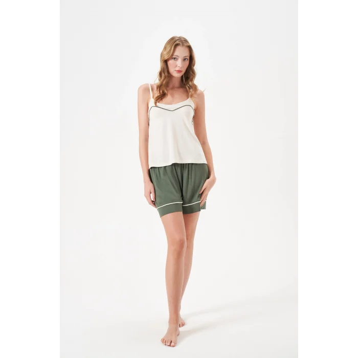 PJS 29021 Kadın İp Askılı Şort Takım