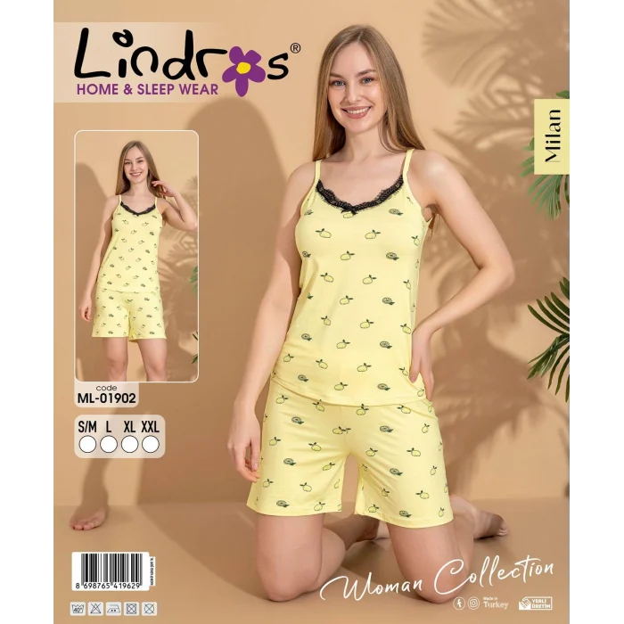 Lindros ML-01902 Kadın İp Askılı Şortlu Takım