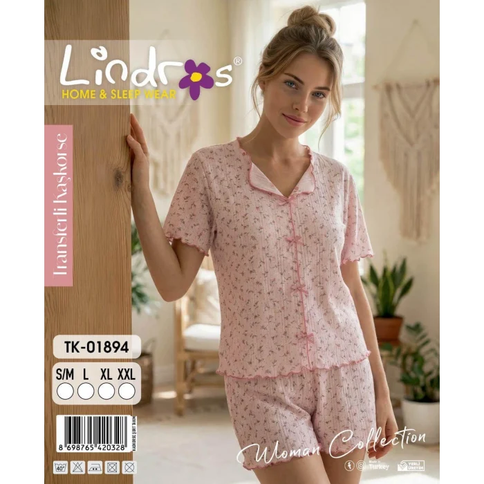 Lindros TK-01894 Kadın Kaşkorse Kısa Kol Şort Takım
