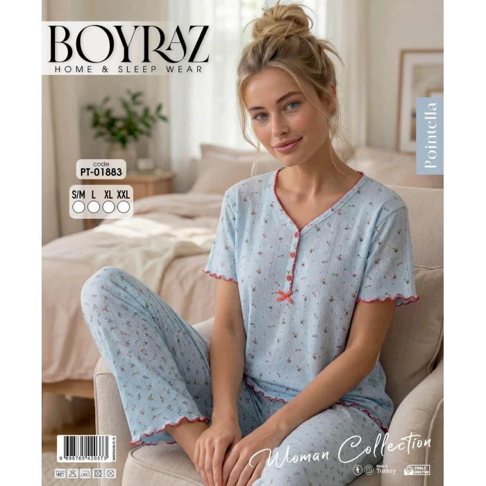 Boyraz PT-01883  Kadın Pointella Kısa Kol Pijama Takımı