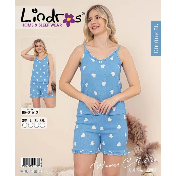 Lindros BR-01613 Kadın İp Askılı Bürümcük Şortlu Takım