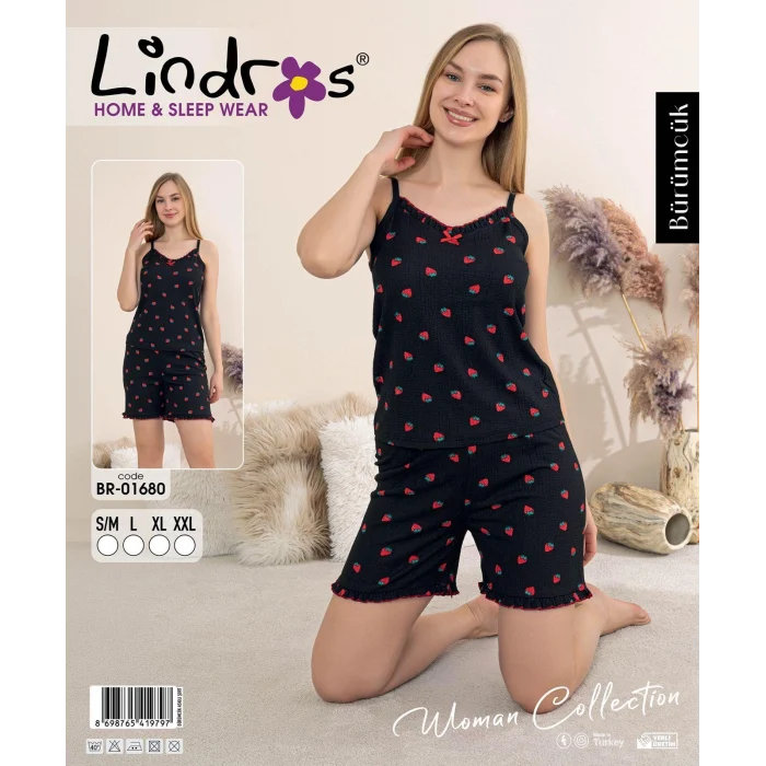 Lindros BR-01680 Kadın İp Askılı Bürümcük Şortlu Takım