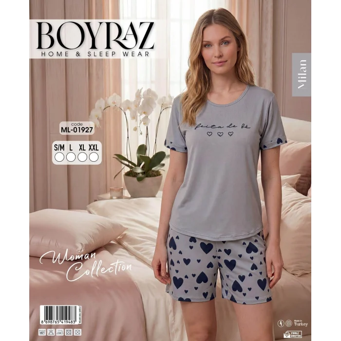 Boyraz ML-01927 Kadın Milan Kısa Kol Şortlu Takım