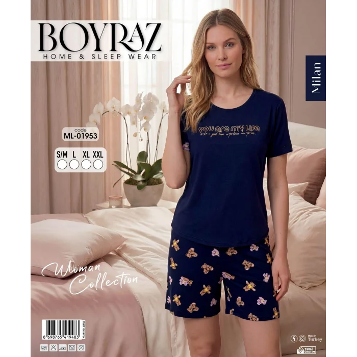 Boyraz ML-01953 Kadın Milan Kısa Kol Şortlu Takım