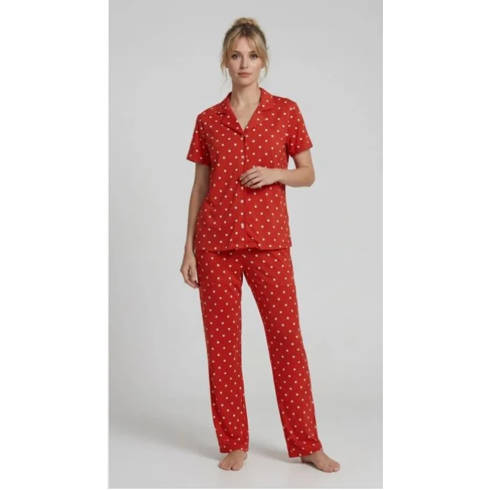 Les Boutons LB 1004 Kadın Düğmeli Kısa Kol Pijama Takımı