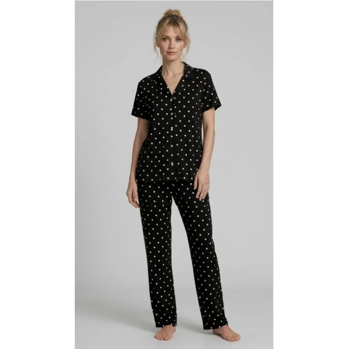 Les Boutons LB 1002 Kadın Düğmeli Kısa Kol Pijama Takımı