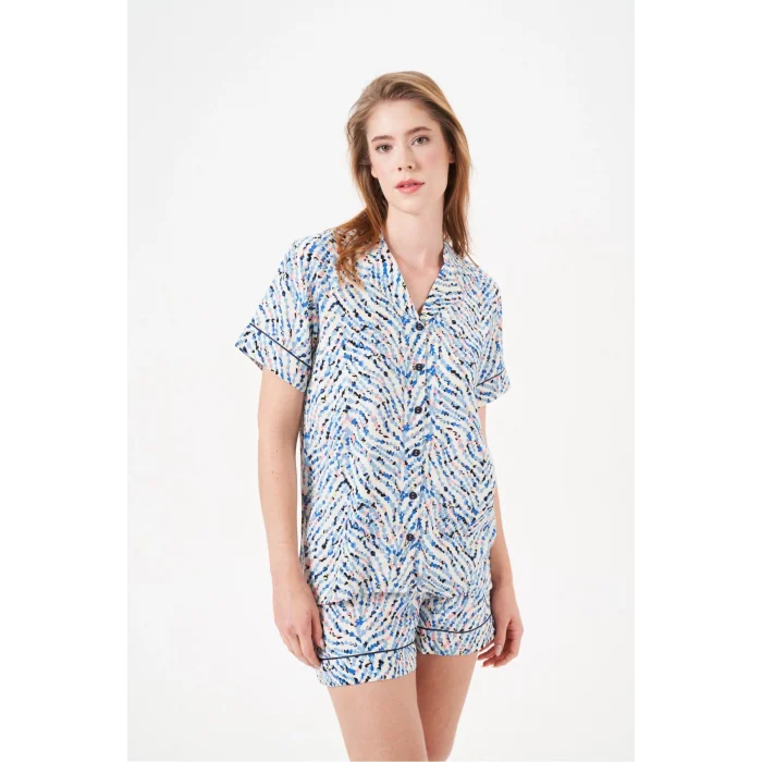 PJS 29012 Kadın Düğmeli Şort Takım