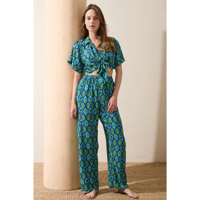 Anıl 11636 Kadın Kısa Kol Gömlek ve Pantolon Takım