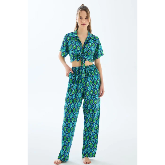 Anıl 11636 Kadın Kısa Kol Gömlek ve Pantolon Takım