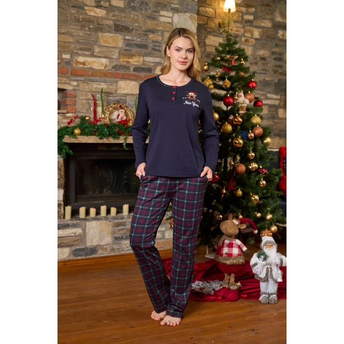 Aqua 26201 Kadın Düğme Yaka Uzun Kol Pijama Takımı