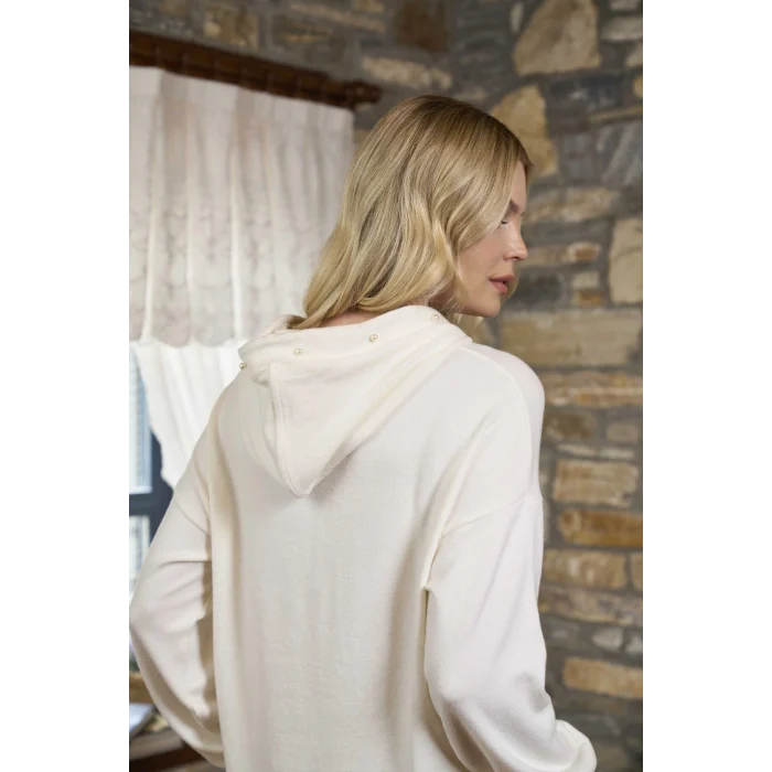 Aqua 26252 Kadın Kapşonlu İnci Detaylı Uzun Kol Pijama Takımı