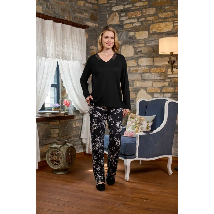 Aqua 26288 Dantel Detay Desenli Pijama Takımı