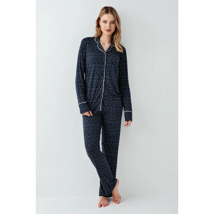 Arnetta 3430-S Kadın Gömlek Yaka Pijama Takımı