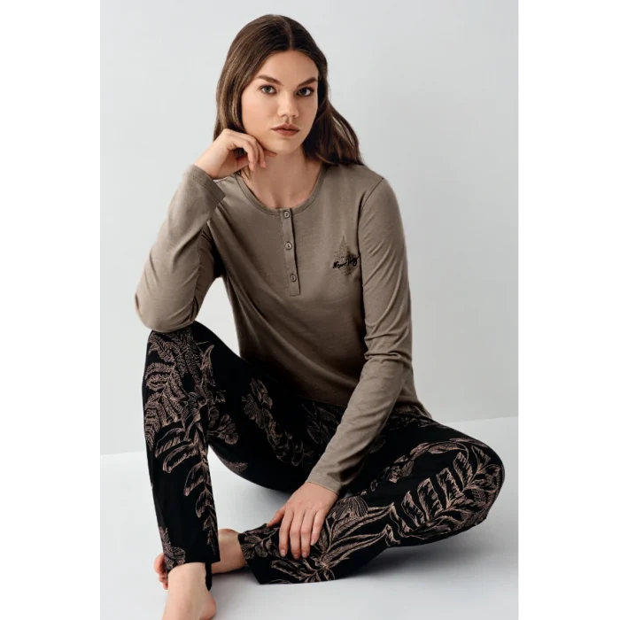 Arnetta 3439-X Kadın Battal Uzun Kol Pijama Takım