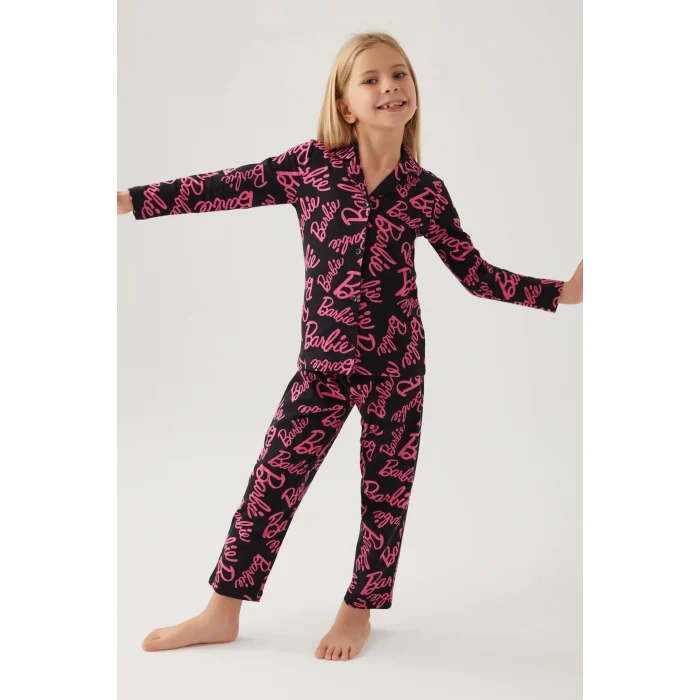 Barbie 1767-3 Kız Çocuk Gömlek Pijama Takımı