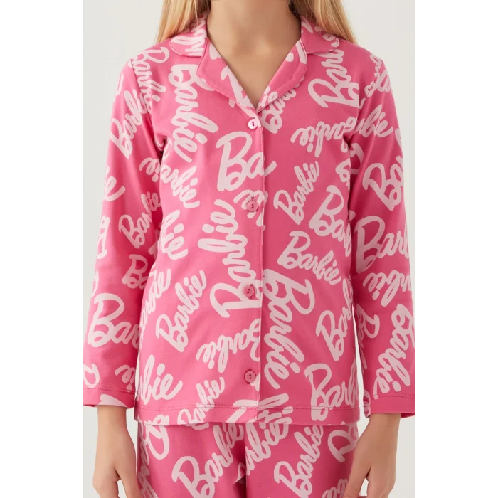 Barbie 1767-G Kız Çocuk Garson Gömlek Pijama Takımı