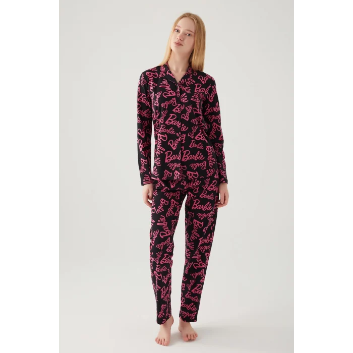 Barbie 1767-S Kadın Gömlek Yaka Pijama Takımı