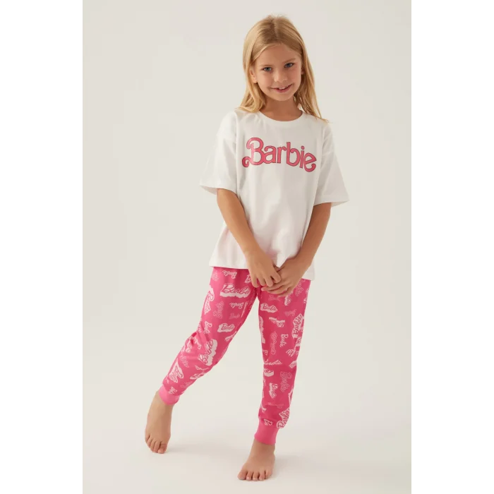 Barbie L1704-G Kız Çocuk Kısa Kol Pijama Takımı