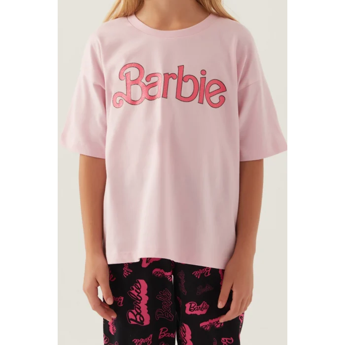 Barbie L1704-G Kız Çocuk Kısa Kol Pijama Takımı