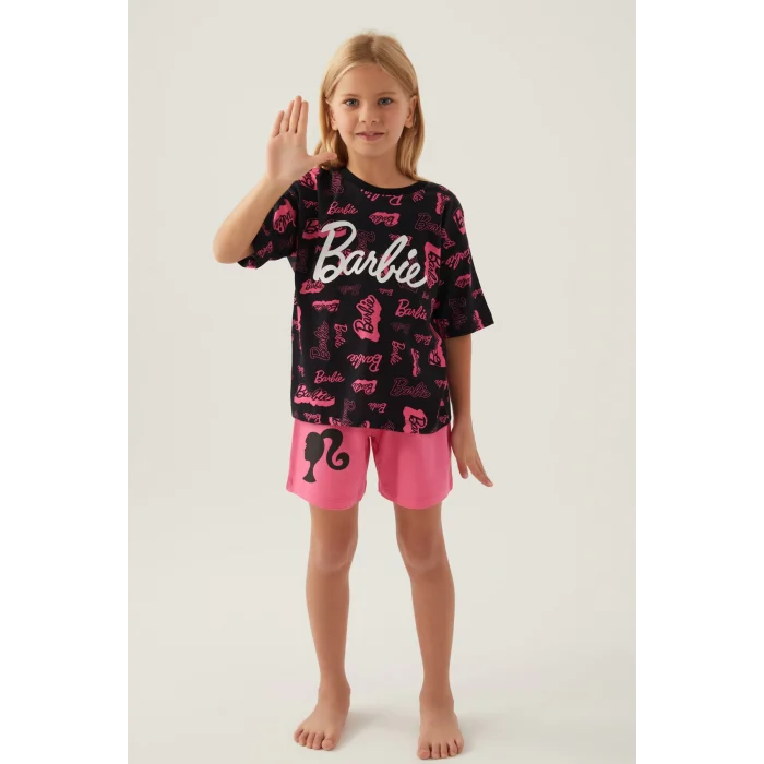 Barbie L1705-G Kız Çocuk Şort  Pijama Takımı