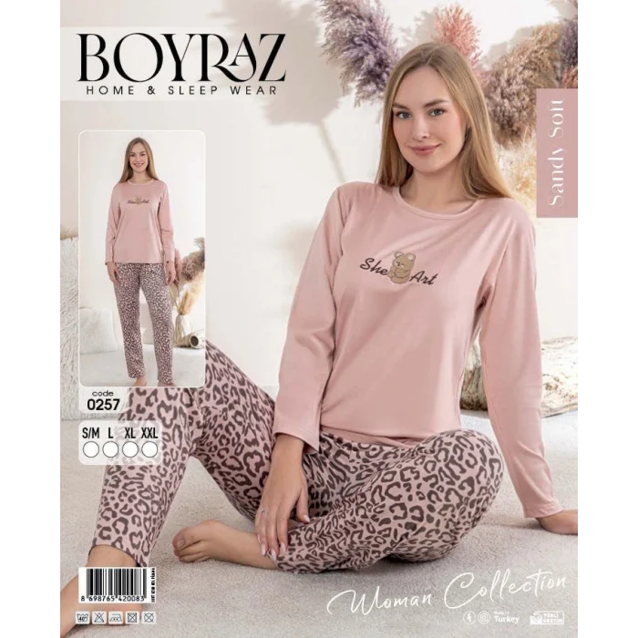 Boyraz 0257 Kadın Sandy Soft Uzun Kol Pijama Takımı