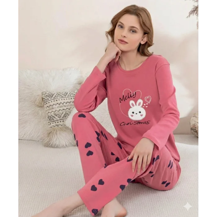 Boyraz 0353 Kadın Penye Uzun Kol Pijama Takımı
