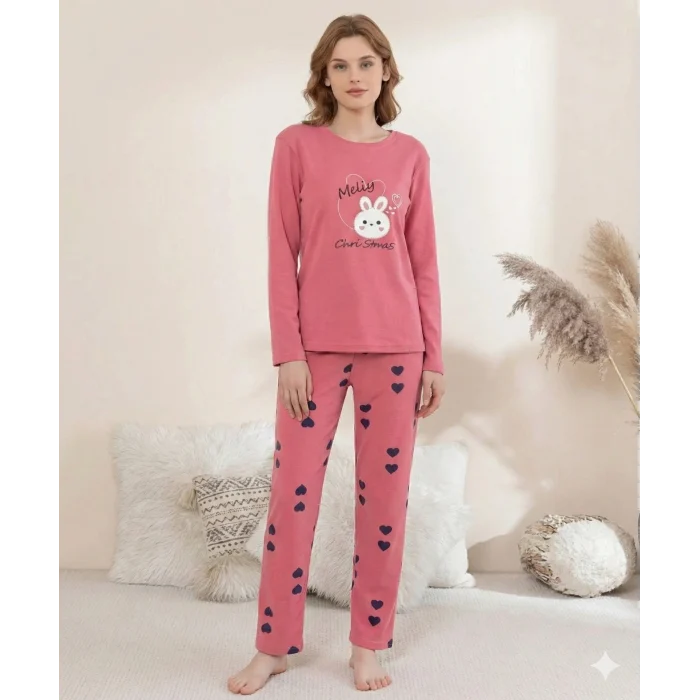 Boyraz 0353 Kadın Penye Uzun Kol Pijama Takımı
