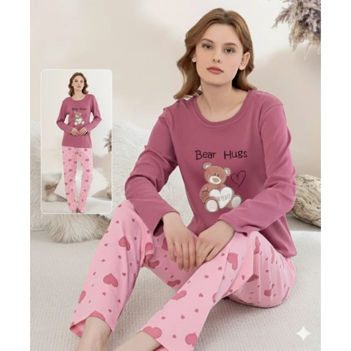 Boyraz 0354 Kadın Penye Uzun Kol Pijama Takımı