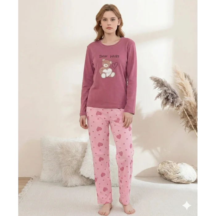 Boyraz 0354 Kadın Penye Uzun Kol Pijama Takımı