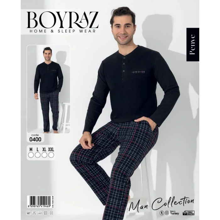 Boyraz 0400 Erkek Uzun Kol Pijama Takımı