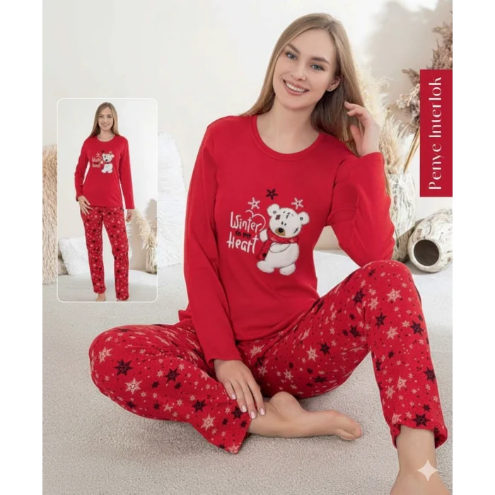 Boyraz 0414 Kadın Penye Uzun Kol Pijama Takımı