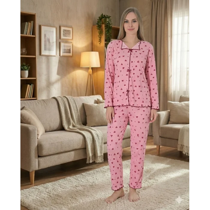 Boyraz 0425 Kadın Raporlu Uzun Kol Pijama Takımı