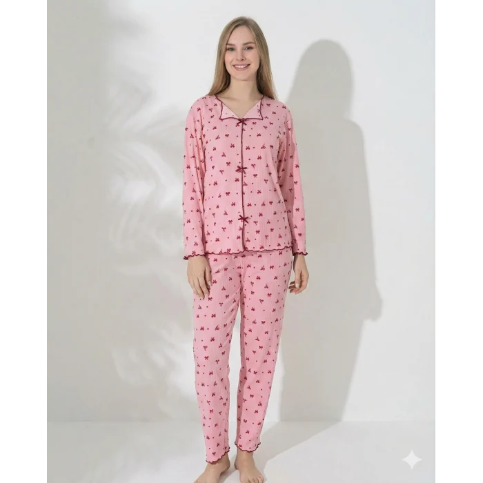 Boyraz 0425 Kadın Raporlu Uzun Kol Pijama Takımı