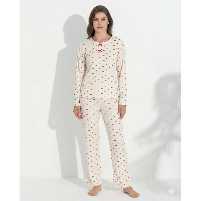 Boyraz 06024 Kadın Uzun Kol Kalpli Pijama Takımı