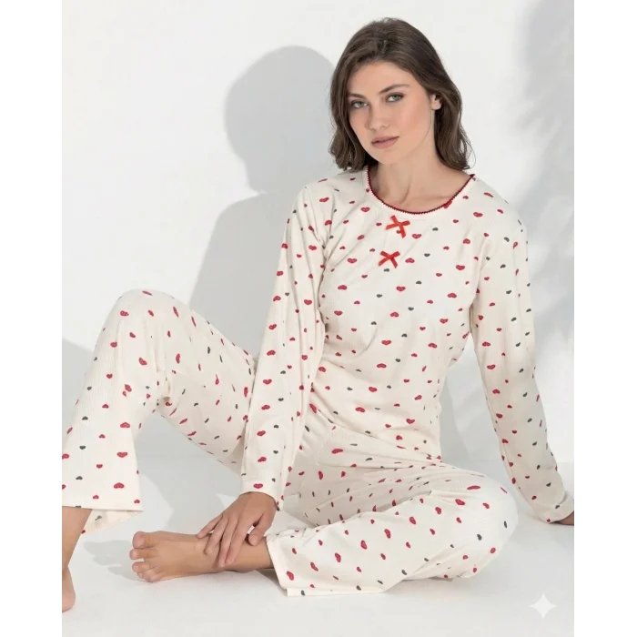 Boyraz 06024 Kadın Uzun Kol Kalpli Pijama Takımı
