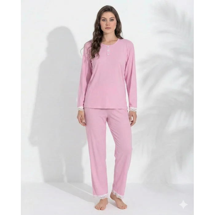 Boyraz 06039 Kadın İnterlok Kumaş Uzun Kol Pijama Takımı