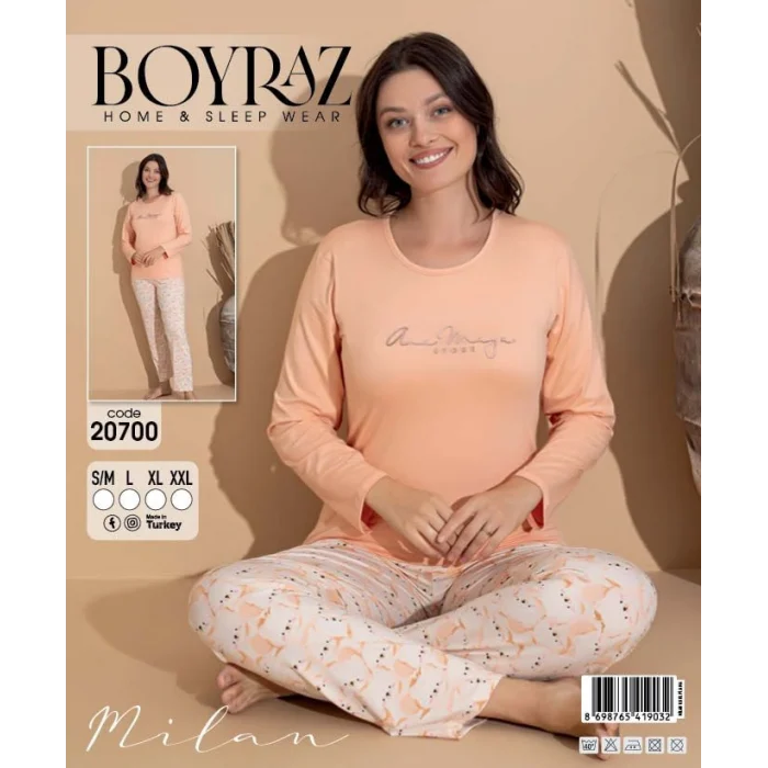 Boyraz 20700 Kadın Milan Uzun Kol Pijama Takımı