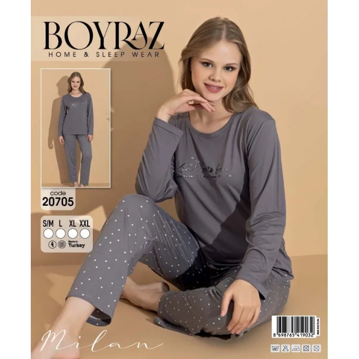 Boyraz 20705 Kadın Milan Uzun Kol Pijama Takımı