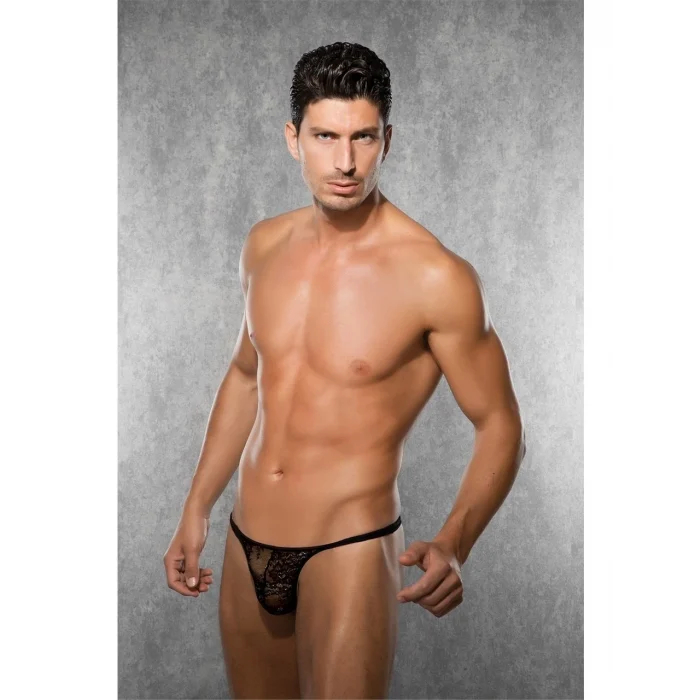 Doreanse 1366 Erkek Modal Siyah Dantel Detaylı Tanga String