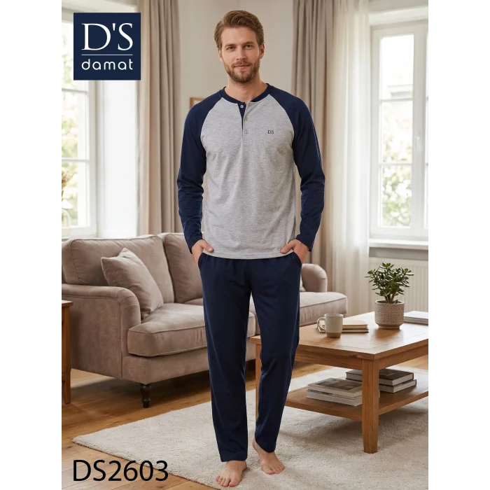 Ds Damat 2603 Erkek Mavenck Uzun Kol Pijama Takımı