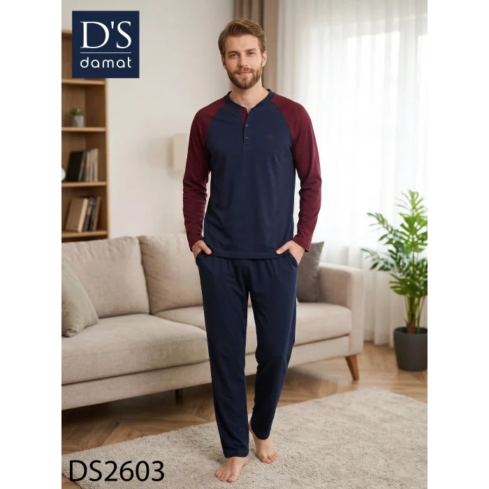 Ds Damat 2603 Erkek Mavenck Uzun Kol Pijama Takımı