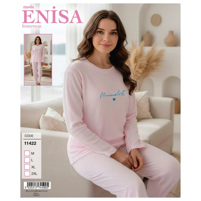 Enisa 11422 Kadın Raporlu Uzun Kol Pijama Takımı