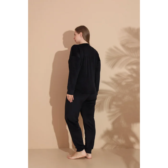 Estiva 25394 Uzun Kol Battal Kadife Pijama Takımı