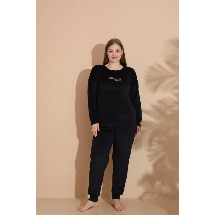 Estiva 25394 Uzun Kol Battal Kadife Pijama Takımı