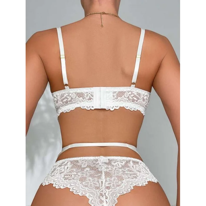 For Dreams 8465 Dantelli Kalp Aksesuar Detaylı Jartiyerli Büstiyer Çorap Takım