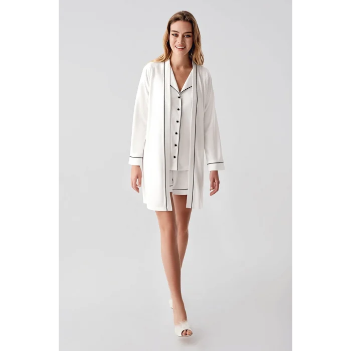 Freshness 324 Kadın 4Lü Sabahlıklı Şorlu Pijama Takımı