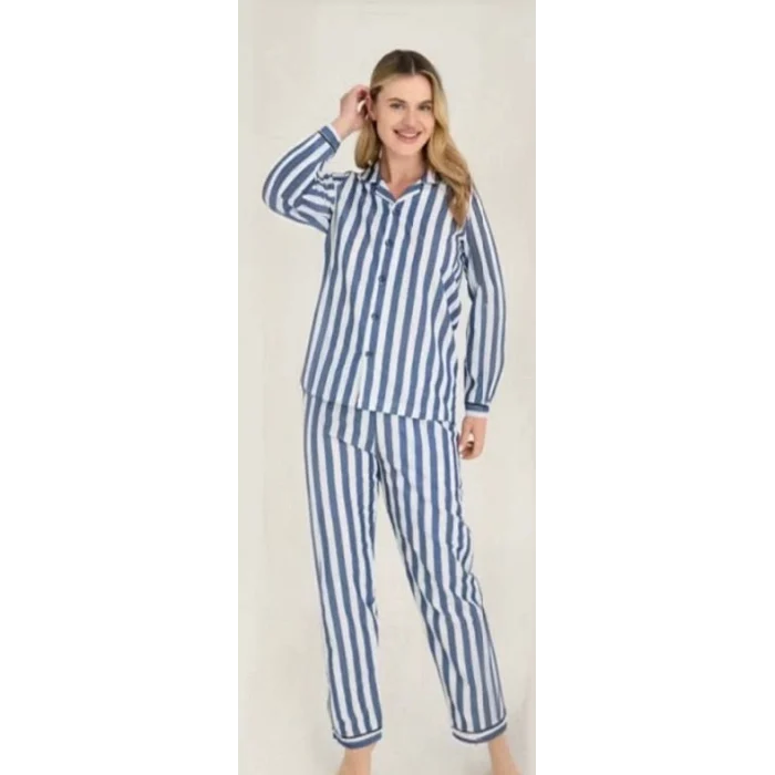 Freshness 4007 Kadın Uzun Kol Çizgili Gaffuriye Pijama Takımı